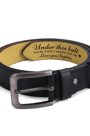 Black Engraved Leather Belt Funny Personalized Gift For Husband Boyfriend