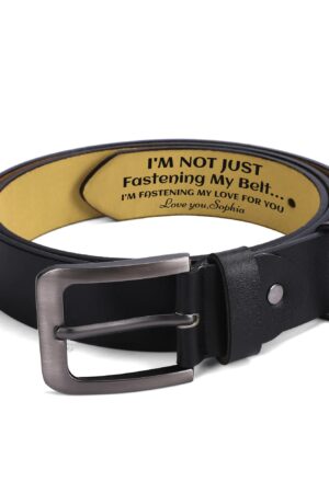 Black Engraved Leather Belt Funny Personalized Gift For Husband Boyfriend