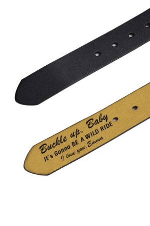 Black Engraved Leather Belt Funny Personalized Gift For Husband Boyfriend