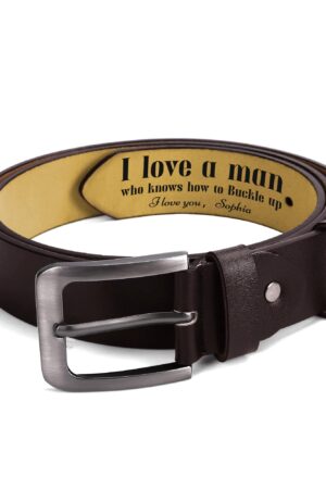 Engraved Leather Brown Belt Funny Personalized Gift For Husband Boyfriend