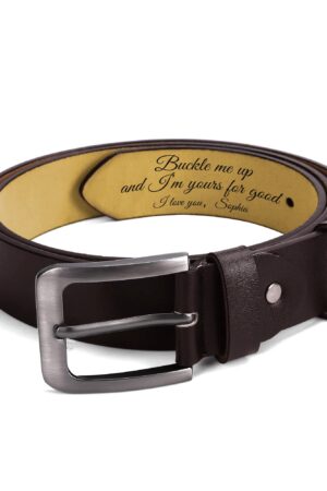Engraved Leather Brown Belt Funny Personalized Gift For Husband Boyfriend