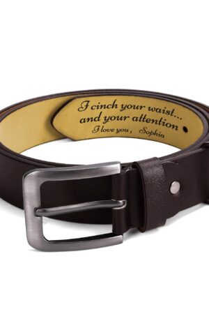 Engraved Leather Brown Belt Funny Personalized Gift For Husband Boyfriend