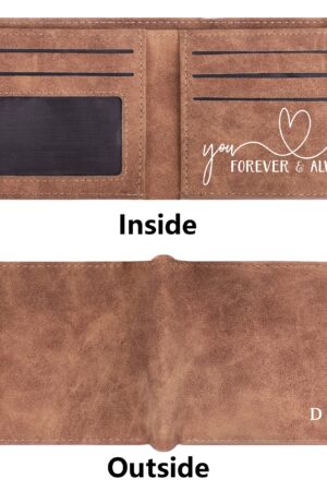 Two Sides Printing Leather Mens Thin Wallet for Dad for Him