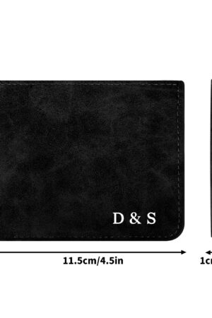 Two Sides Printing Leather Mens Thin Wallet for Dad for Him