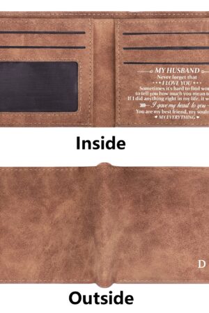 Two Sides Printing Leather Mens Thin Wallet for Dad for Him