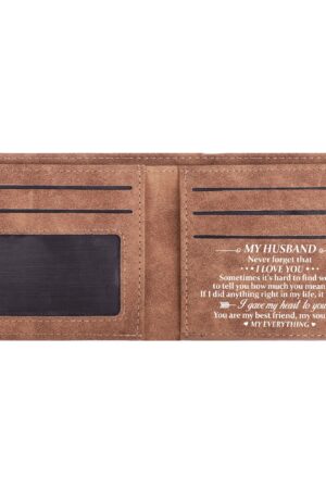 Two Sides Printing Leather Mens Thin Wallet for Dad for Him