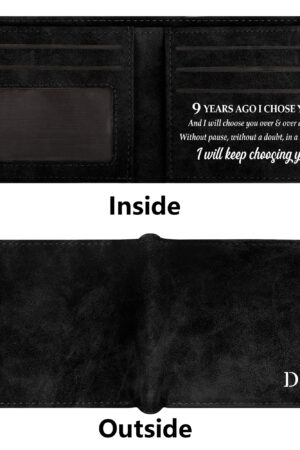 Two Sides Printing Leather Mens Thin Wallet for Dad for Him