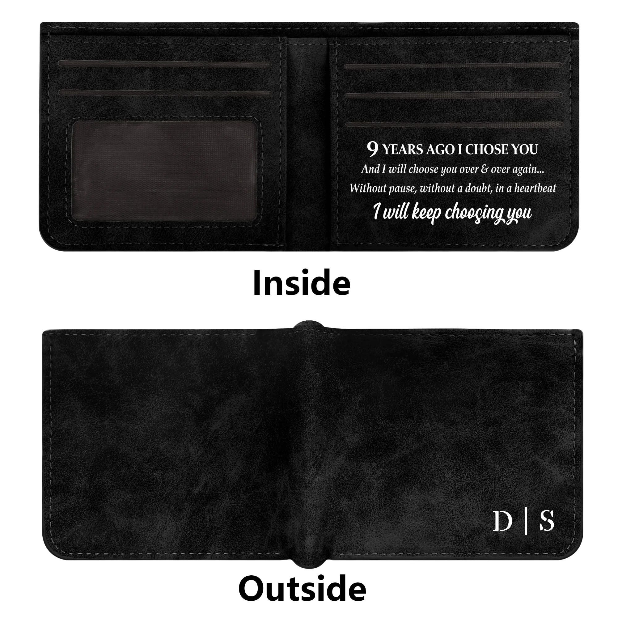 Two Sides Printing Leather Mens Thin Wallet for Dad for Him - Image 7