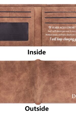 Two Sides Printing Leather Mens Thin Wallet for Dad for Him