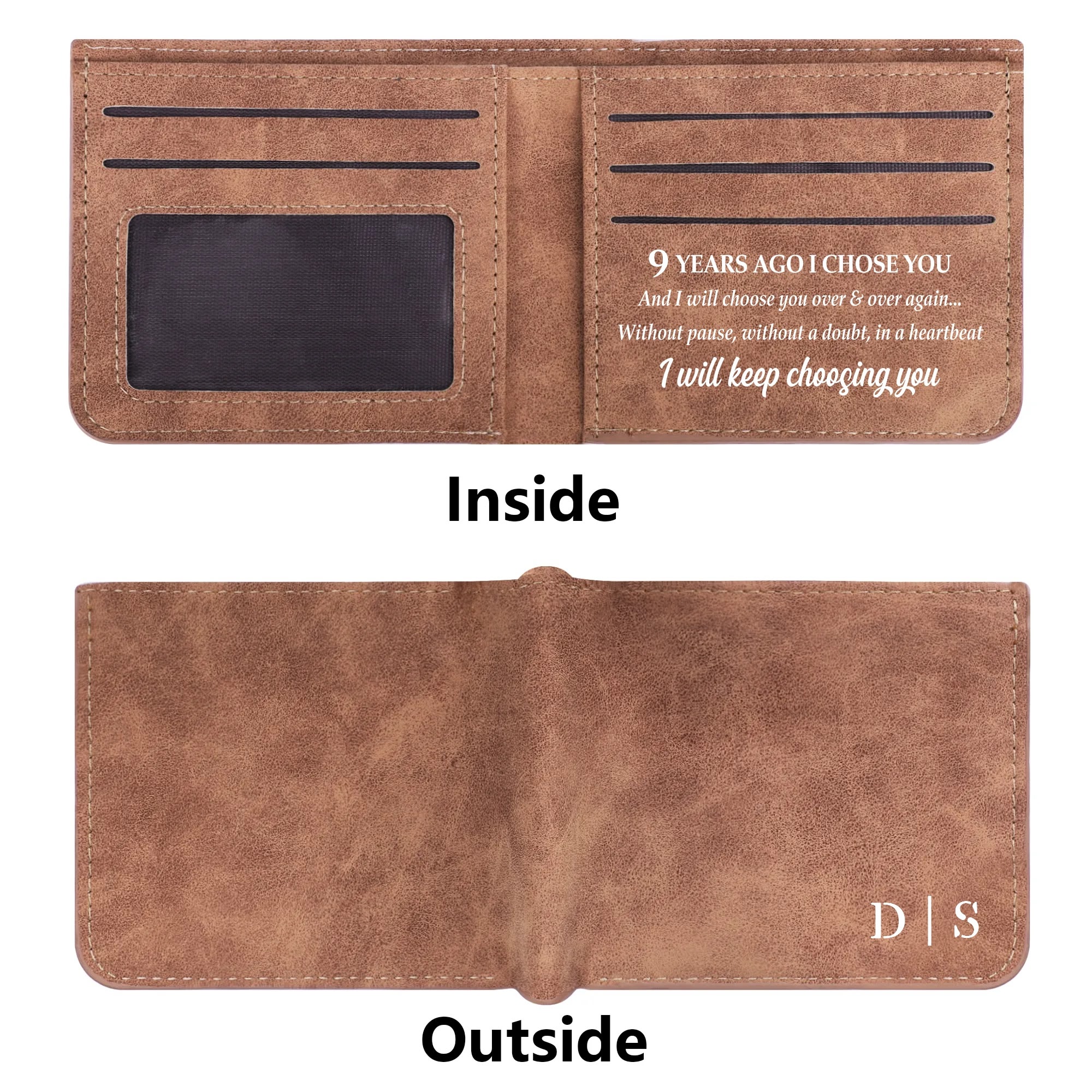 Two Sides Printing Leather Mens Thin Wallet for Dad for Him - Image 16