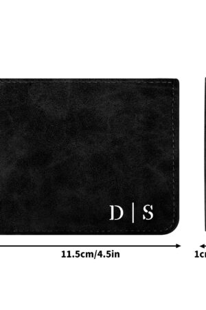 Two Sides Printing Leather Mens Thin Wallet for Dad for Him