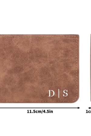 Two Sides Printing Leather Mens Thin Wallet for Dad for Him