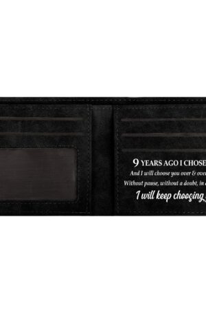 Two Sides Printing Leather Mens Thin Wallet for Dad for Him