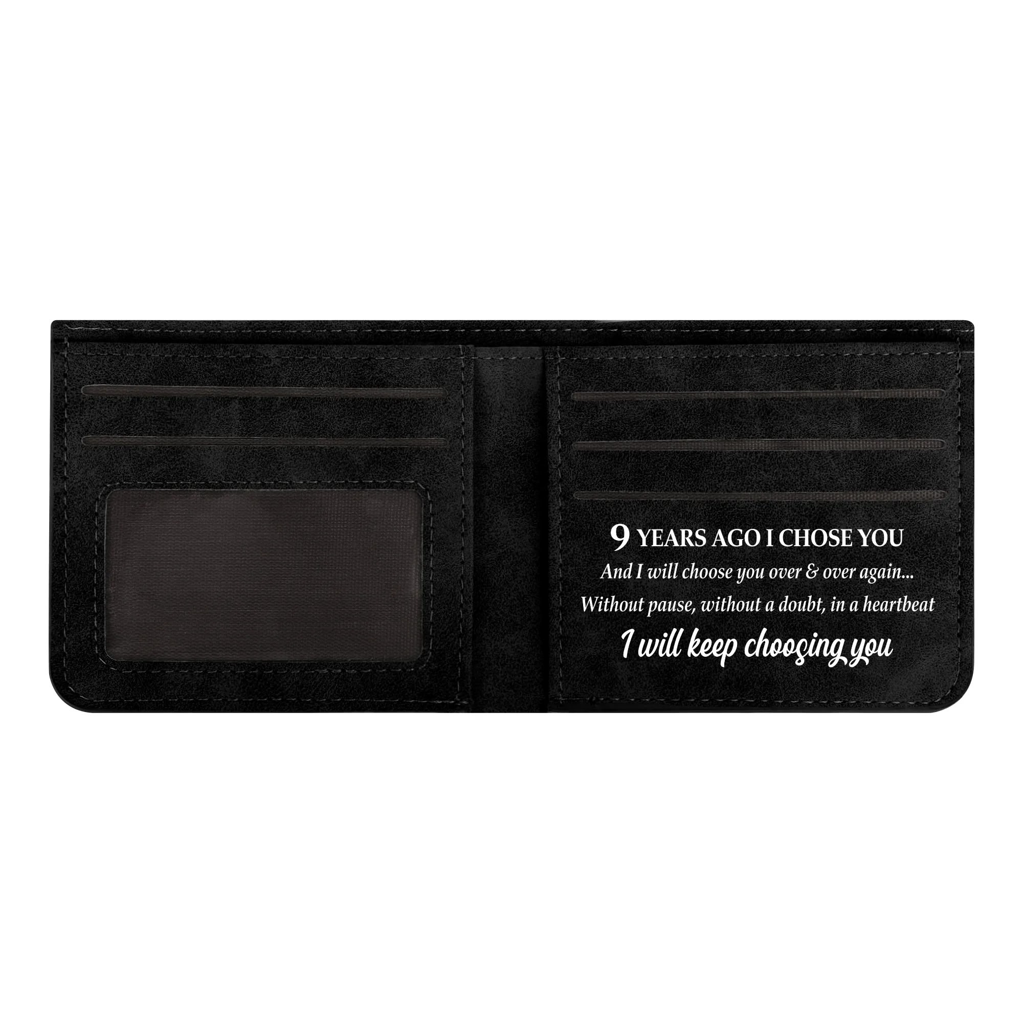 Two Sides Printing Leather Mens Thin Wallet for Dad for Him - Image 3