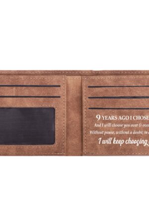 Two Sides Printing Leather Mens Thin Wallet for Dad for Him