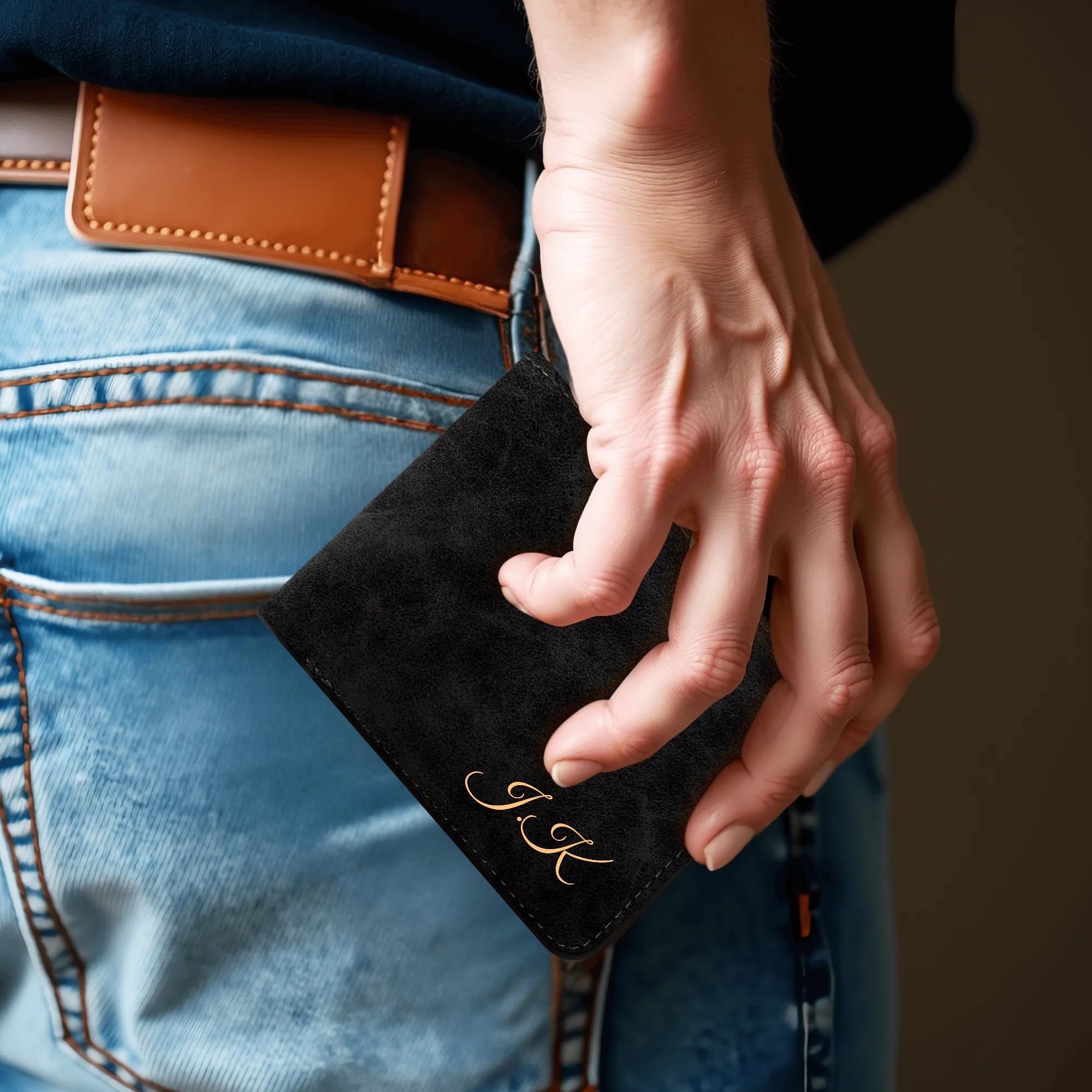 Two Sides Printing Leather Mens Thin Wallet for Dad for Him - Image 6