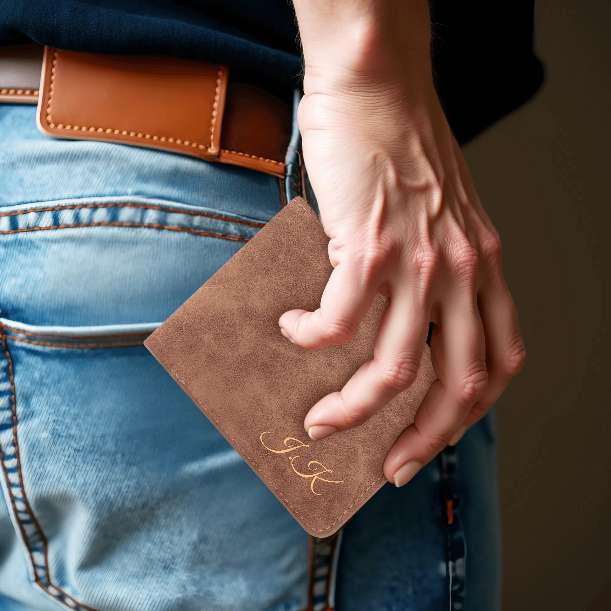 Two Sides Printing Leather Mens Thin Wallet for Dad for Him - Image 15