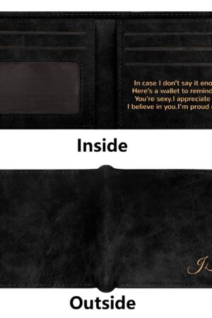 Two Sides Printing Leather Mens Thin Wallet for Dad for Him