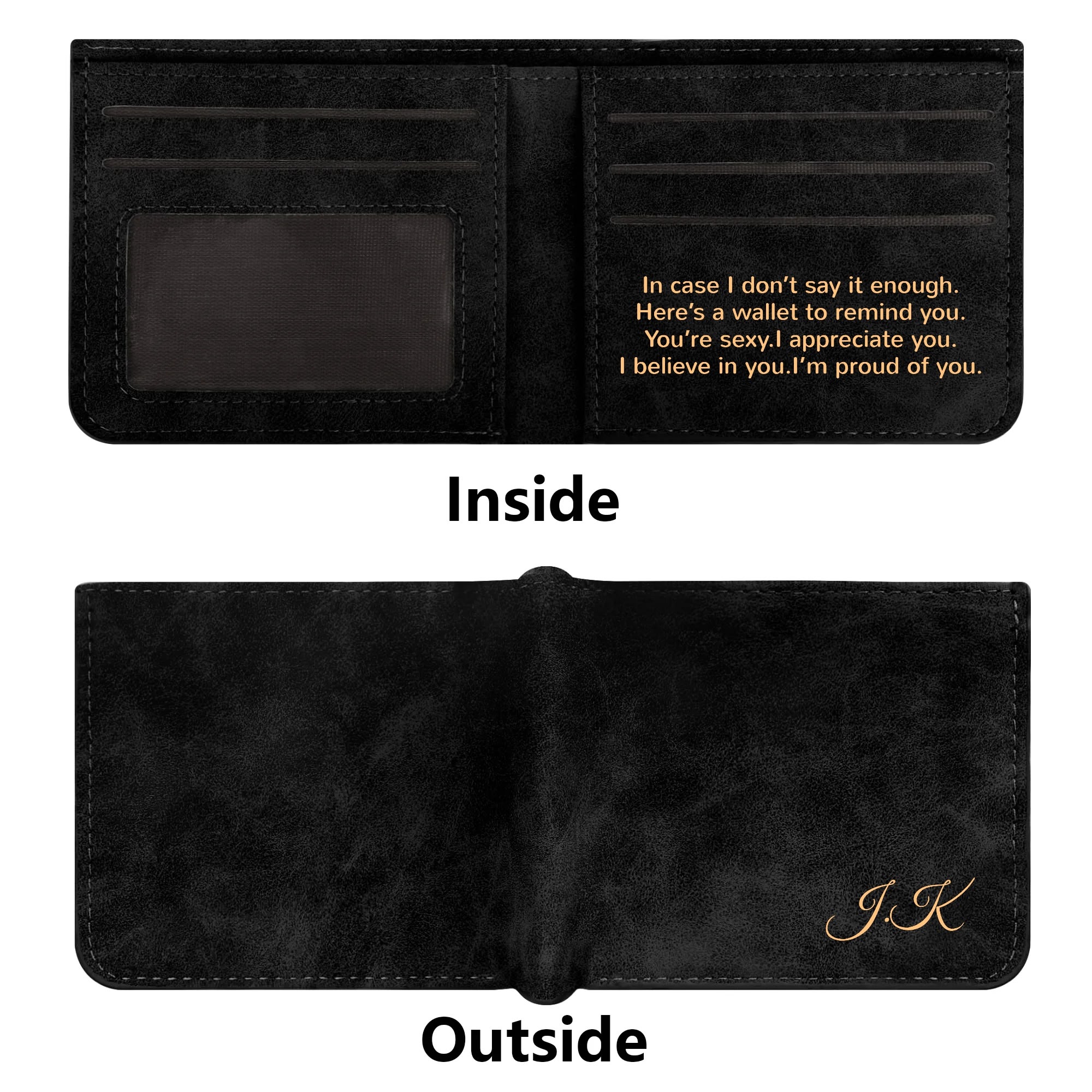 Two Sides Printing Leather Mens Thin Wallet for Dad for Him - Image 7