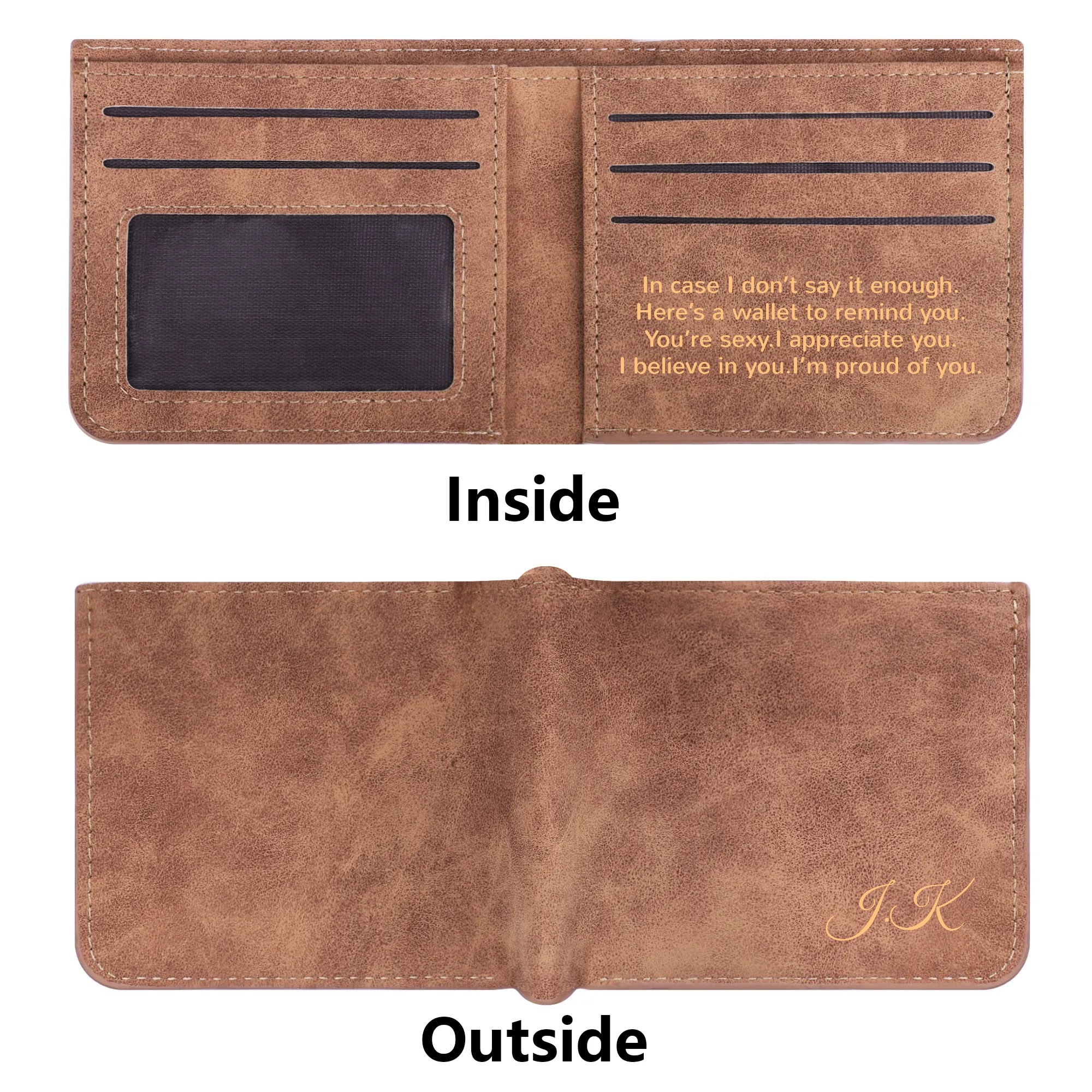 Two Sides Printing Leather Mens Thin Wallet for Dad for Him - Image 16