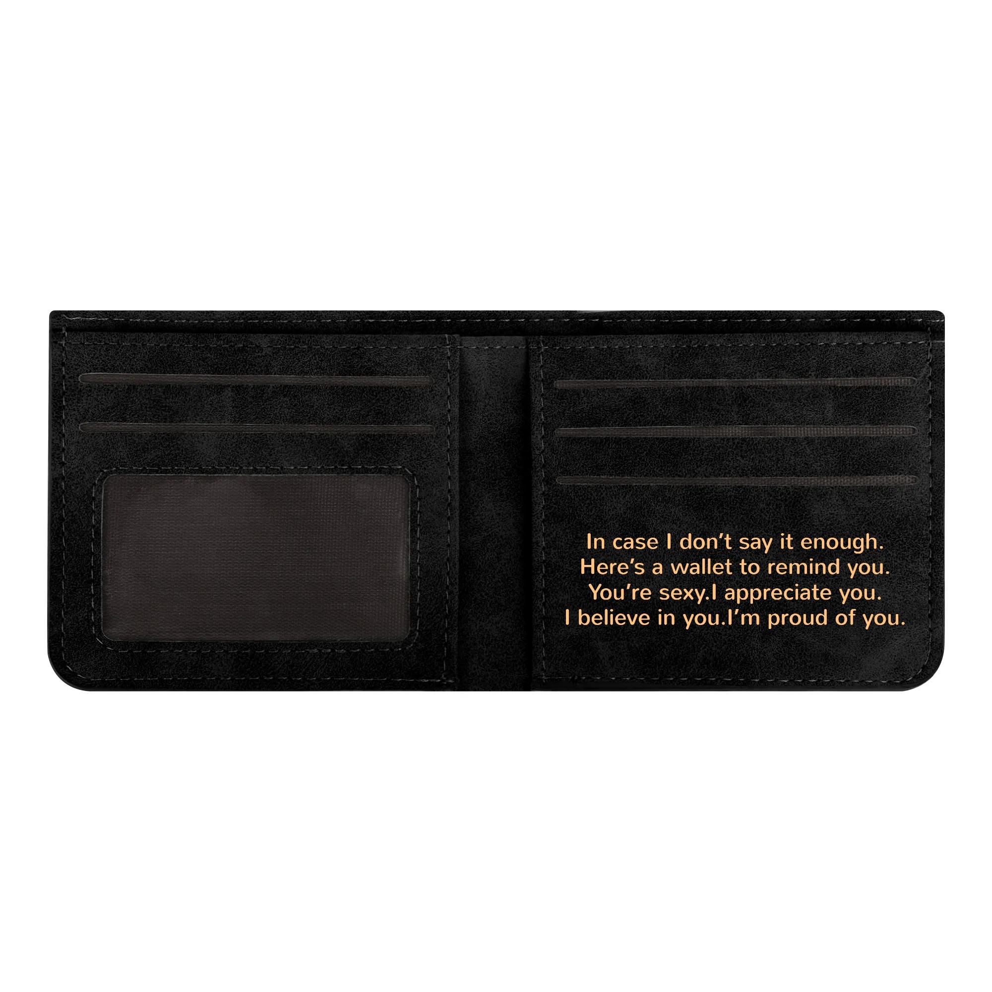 Two Sides Printing Leather Mens Thin Wallet for Dad for Him - Image 3