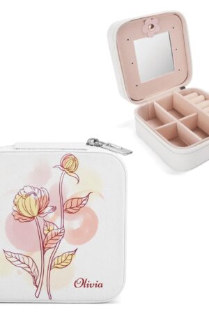 Square Jewelry Box Jewelry Organizer with Mirror for Her