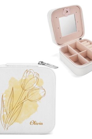 Square Jewelry Box Jewelry Organizer with Mirror for Her