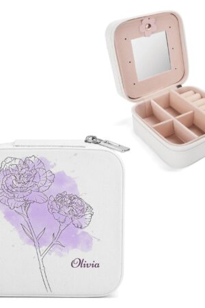 Square Jewelry Box Jewelry Organizer with Mirror for Her
