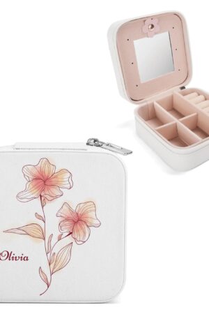 Square Jewelry Box Jewelry Organizer with Mirror for Her