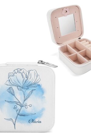 Square Jewelry Box Jewelry Organizer with Mirror for Her