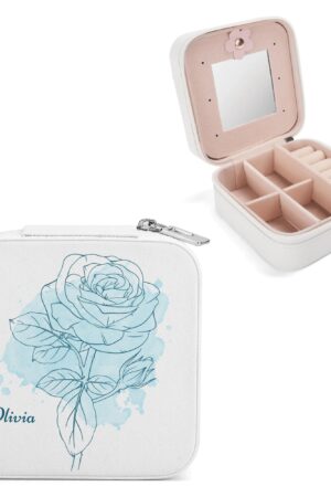 Square Jewelry Box Jewelry Organizer with Mirror for Her
