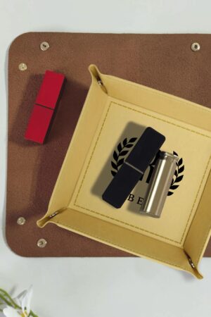 Custom Designs for PU Leather Valet Tray with Jewelry Key Coin Glasses Tray