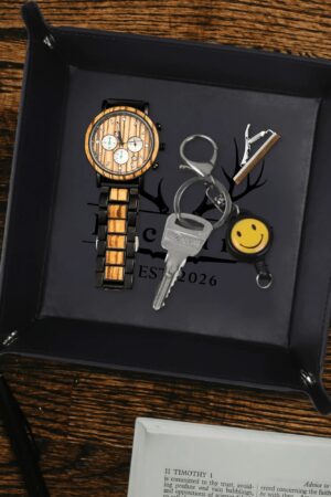 Custom Designs for PU Leather Valet Tray with Jewelry Key Coin Glasses Tray