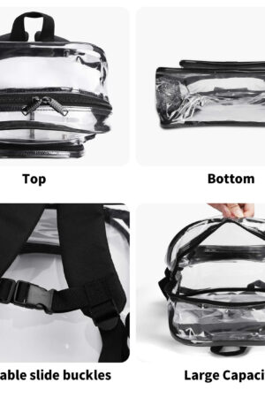 Double layer 17 Inch Clear Bag PVC See Through Transparent School Backpack