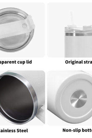 Personalized 40oz Stainless Steel Tumbler Gift With White Handle and Straw