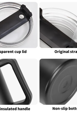 Engraved 40oz Stainless Steel Tumbler Travel Mug with Handle and Straw for Cup Holder