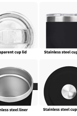 Custom 12oz Stainless Steel Coffee Mug Coffee Cup with Lid and Handle