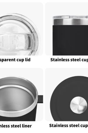 Personalized 14oz Stainless Steel Coffee Mug Coffee Cup with Lid and Handle