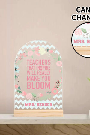 Personalised Lightweight Arch Acrylic Table Sign with Wood Stand