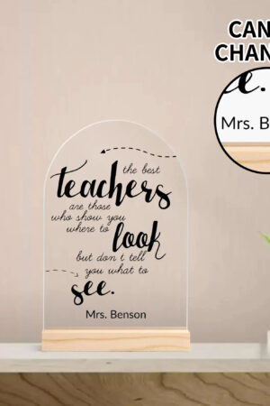 Personalised Lightweight Arch Acrylic Table Sign with Wood Stand