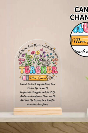 Personalised Lightweight Arch Acrylic Table Sign with Wood Stand