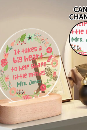 Personalised Name Acrylic Round Lamp Night Light Home Decor