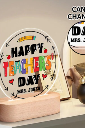 Personalised Name Acrylic Round Lamp Night Light Home Decor