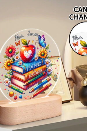 Personalised Name Acrylic Round Lamp Night Light Home Decor