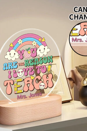 Personalised Name Acrylic Round Lamp Night Light Home Decor