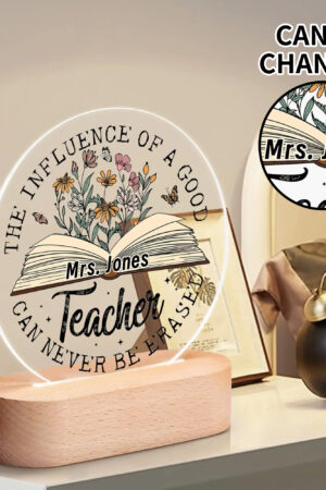 Personalised Name Acrylic Round Lamp Night Light Home Decor