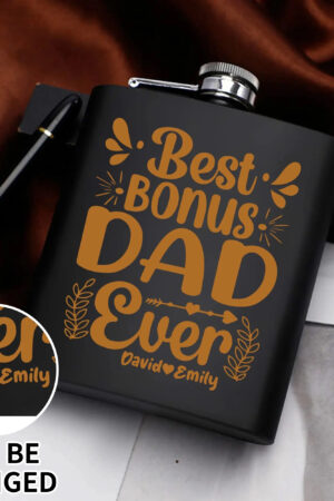 Personalized Hip Flask Set 7oz Black Stainless Steel with A Gift Box
