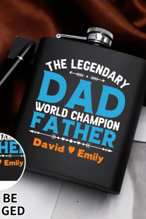 Personalized Hip Flask Set 7oz Black Stainless Steel with A Gift Box