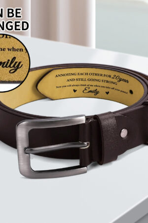 Engraved Leather Brown Belt Funny Personalized Gift For Husband Boyfriend
