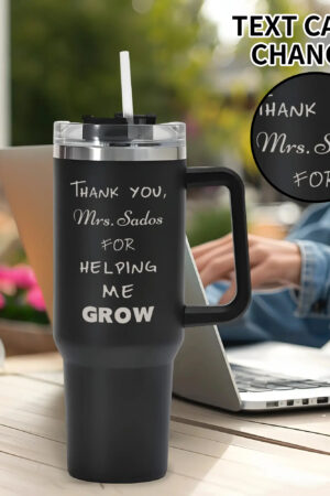 Engraved 40oz Stainless Steel Tumbler Travel Mug with Handle and Straw for Cup Holder